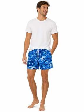 Island Haze Drawstring Swim Shorts Blue Sky Patterned Trunks Size Medium…